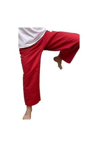 Taekwondo Alt Dobok Kırmızı Taekwondo Pantolon - Fitilli Dobok Kırmızı