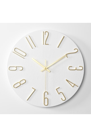 Gajeena Ev Dekoru İçin 30cm 12 İnç Duvar Saati - Basit Tasarım, Şampanya Altın Yazı, Dayanıklı Malzeme, Ev Kullanıma Uygun Beyaz - Altın