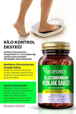 Neoforce Glucomannan Konjak Sakızı 60 Kapsül - Kilo Kontrol Desteği