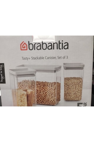 Brabantia Lıght Grey 3lü Plastik Kavanoz Seti 2x1,6l 1x3,5l Elvin Home Concept Gri