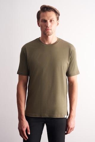 Haki Bisiklet Yaka Kısa Kol Slim Fit Pamuklu Basic Tişört 1011255106 Haki