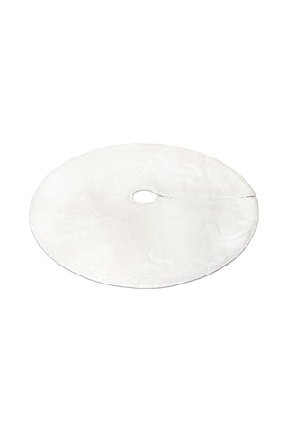 Yılbaşı Temalı Peluş Çam Ağacı Altı Halı Yılbaşı Süsü Hediyeli Çam Ağacı Eteği Halısı 80x80cm Beyaz
