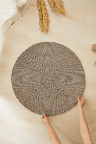 Ocean Home Textile Siyah Kırçıllı Jüt Halı Kilim 80 Cm Çap