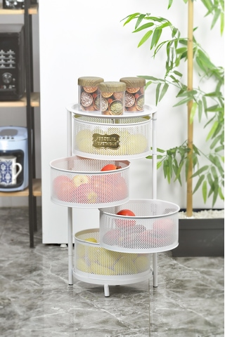 4 Katlı Metal Açılır Kapanır Paslanmaz Sebzelik Beyaz