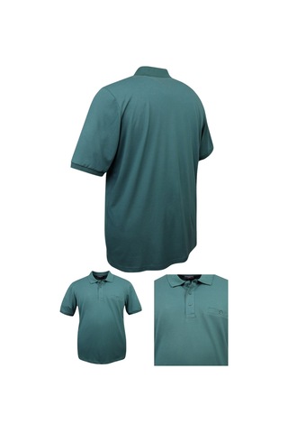 Erkek Büyük Beden 115 - 155 Kilo Arası Uygun Bedenli Likralı Pike Polo Yaka Cepli Tişört Yeşil