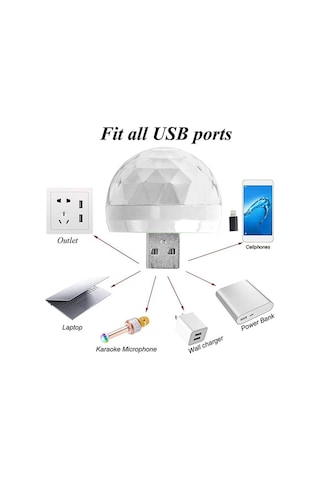 Disko Topu Sese Duyarlı Rgb Usb Girişli Disco Topu Iç Aydınlatma (451331531)