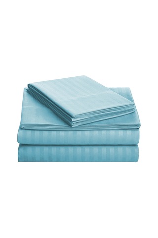 Çizgili Saten Yatak Çarşafı Lastikli 100x200 Yastık Kılıfı 50x70 Koyu Yeşil