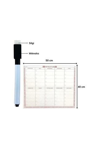 Büro Ev Ofis İçin 40x50cm Manyetik Yapışır Yazılır Kalemli Şeffaf Haftalık Duvar Planı Diğer