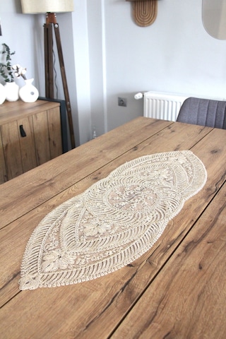 Simli Dantel Kordon Örme Detay Masa Runner Fiskos Örtüsü 100x35 Cm 2006-ortayvrlk 001