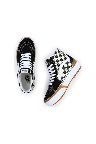 Vans Checkerboard Sk8-hı Stacked Kadın Sneaker Vn0a4btwvlv1 Vn0a4btwvlv1 Sbe Siyah-beyaz Siyah - Beyaz