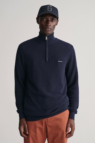 Gant Erkek Regular Fit Yarım Fermuarlı Kazak - Lacivert-10717 Evenıng Blue