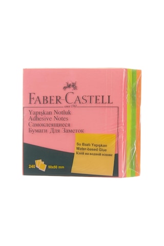 Faber-castell Yapışkan Notluk 50x50mm, Karışık Fosforlu Renkli Mini Küp