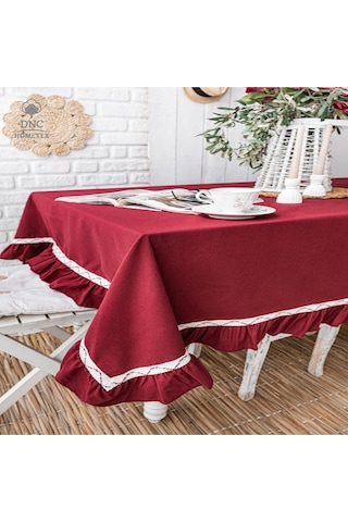Premium Keten Bordo Özel Seri Masa Örtüsü Bordo