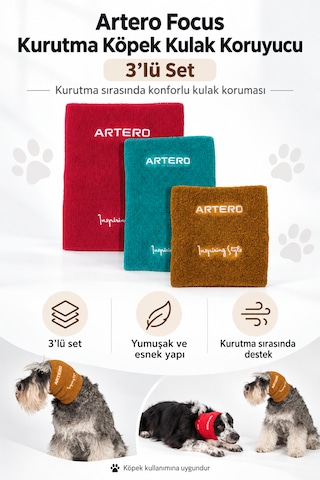 Artero Focus Kurutma Köpek Kulak Koruyucu 3'lü Set