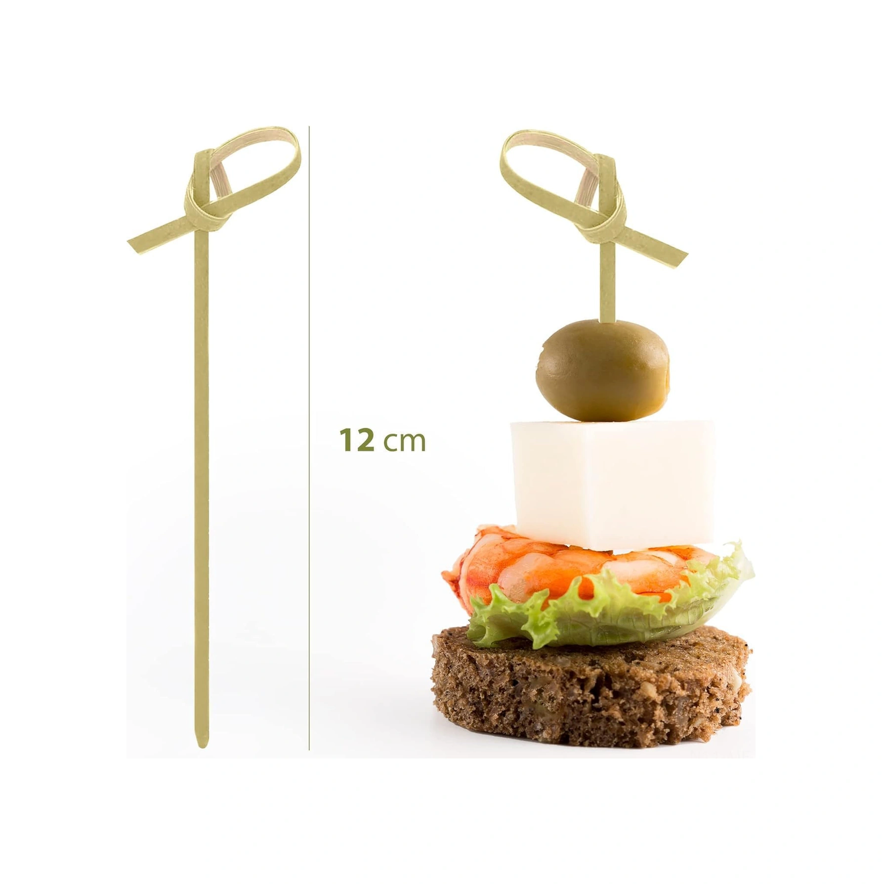 Mufunye Yeşil Bambu Kokteyl Şişleri 200 Adet, 12 Cm - Meze, Tatlı, Sebze İçin Uygun, Hafif Ve Kolay Kullanım Yeşil