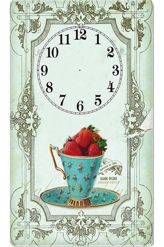 Decorıta Cam Saat | Mint Yeşili Vintage Temalı Çok Renkli