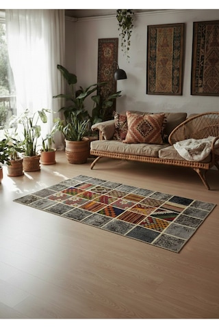 Vintage Halı Özel Tasarım Patchwork Koleksiyonu Çok Renkli