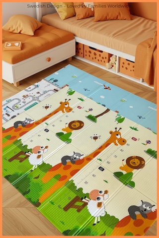 Safari Walk Çift Taraflı Katlanabilir Oyun Halısı Ve Matı Premium Seri Taşıma Çantalı-180x120