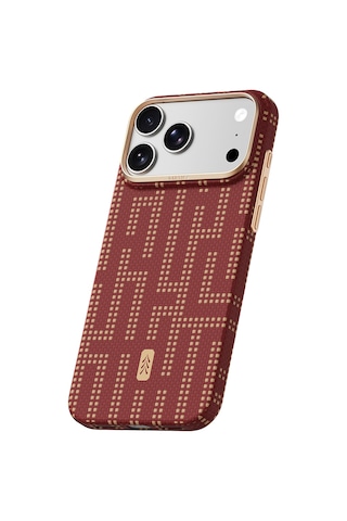 Apple iPhone 18 Pro Max Uyumlu Kılıf M-safe Şarj Özellikli Raptic Aramid Skin Serisi Karbon Kapak Kırmızı