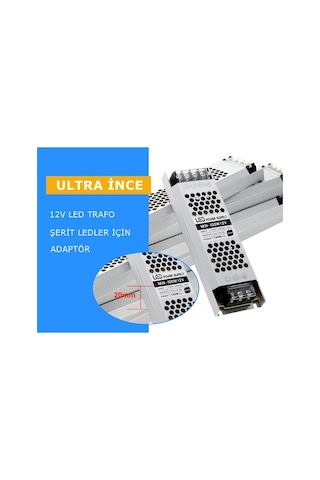 Coral Light Ultra Slim Sessiz Şerit Led Trafosu Metal 12 V Led Trafo Adaptör