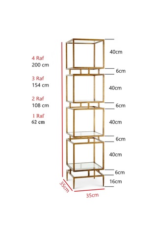 Olope Pirinç Eskitme Metal Kitaplık Çiçeklik Gümüşlük Duvar Rafı Yan Sehpa