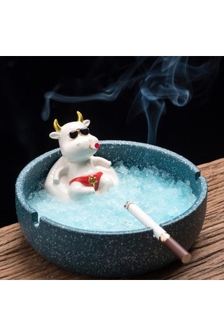 Venturemart 1 Adet Yaratıcı Karikatür Küllük Inek Seramik Büyük Kapasiteli Sevimli Hayvan Küllükleri Ev D