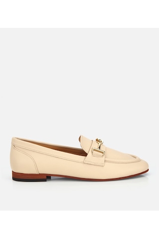 Hotiç Kadın Deri Bej Yumuşak Dokulu Tokalı Klasik Loafer