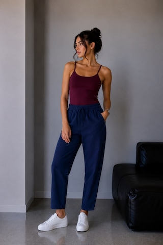 Vadon 1019 Kadın %100 Pamuk Gabardin Lastikli Bel Havuç Kesim Pantolon Lacivert