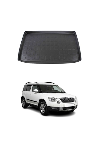 Skoda Yeti 2010-2019 Arası Uyumlu Araca Özel Kauçuk Tpe Bagaj Havuzu Siyah İnce Stepneli Model İçin