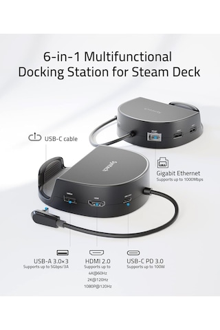 Mini Dock 6 Sı 1 Arada Steam Deck/oled/rog Ally Uyumlu M50
