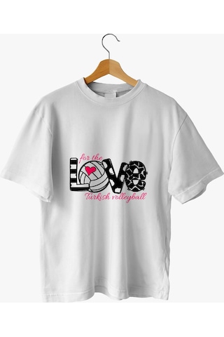For The Love Turkish Volleyball Temalı Tişört Beyaz For The Love Turkish Volleyball Temalı Tişört Beyaz