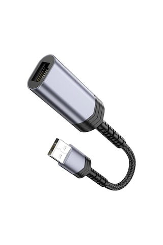 Hoco. Ua26 Tak Çalıştır Usb To Rj45 100 Mbps Ethernet Dönüştürücü - Gri