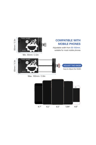 Qingmipy Alüminyum Bisiklet Telefon Tutucu, Üç Tırnaklı Kilitleme, Sağlam Ve Titreme Engeli, Dikey-yatay Ayar, Siyah, 3.0-6.8 İnç Telefon Uyumlu