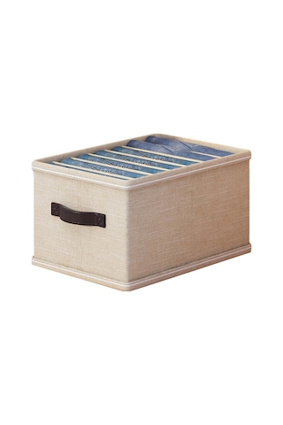 Cbtx 7 Izgaralı Kot Pantolon Gömlek İçin Katlanabilir Çekmece Düzenleyici Saklama Kutusu - Bej