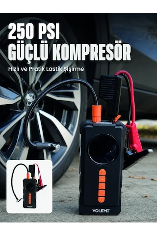 Dijital Araç Kompresörü 4 Fonksiyonlu Akü Takviye Lastik Şişirme Powerbank Ve Led El Feneri Diğer