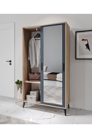 Afilli Freya Portmanto Sürgülü Aynalı Tamamı Mdf Flora Antrasit