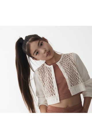 Kız Dantelli Hırka 24ynk36343 Ekru