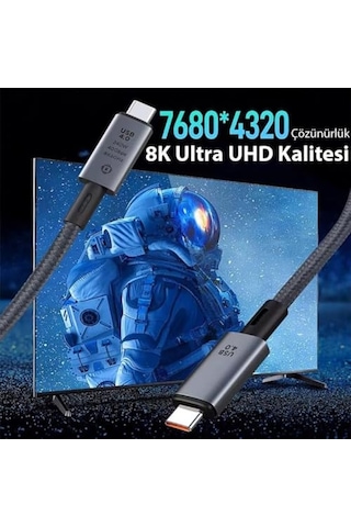 40gbps 240w 4.0 Thunderbolt Type-c To Type-c Şarj, Data Ve 8k 60hz Görüntü Aktarım Kablosu Tip C 2 Metre Cz855 Diğer