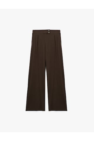 Koton Cepli Düz Bol Paça Pileli Kumaş Pantolon Kahverengi 7wak40108ek Kahve
