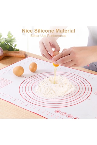 Monyee Siyah Silikon Hamur Hazırlama Ve Pişirme Matı, Ölçü İzli, 50x40cm, Yeniden Kullanılabilir Fırın Aleti Siyah