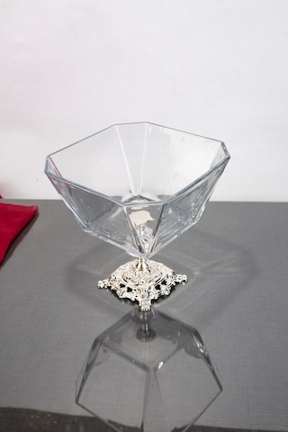 Argkristal Krn Gümüş Salata Kasesi Metal Ayaklı 19x19x19 Gümüş