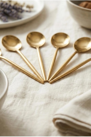 6'lı Lüks Gold Paslanmaz Çelik Çay Kaşığı Seti 13 Cm Standart