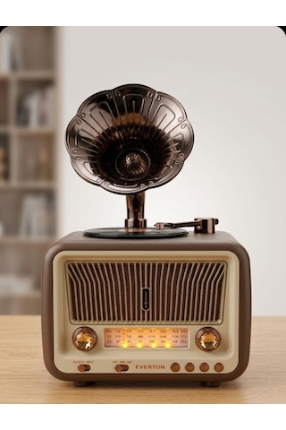 Nostaljik Gramofon Tasarımlı Bluetooth Hoparlör-fm/am/sw 3 Band Radyo-usb/tf Kart