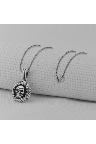 Takıhan Kurukafa Yılan Tasarımlı 925 Ayar Gümüş Kolye