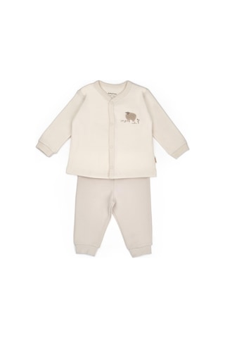 Bebek Alt Üst Takım %100 Organik Pamuk , Bebek - Yenidoğan- Csy8186 Krem