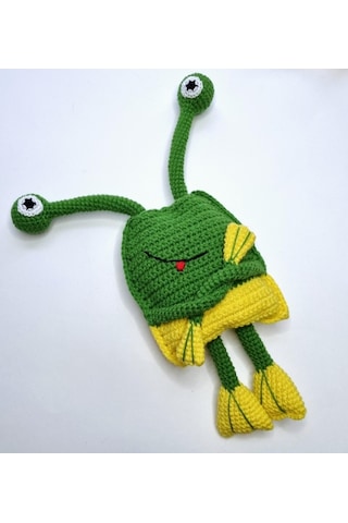 1-3 Yaş Hareketli Kurbağa Örme Çekçekk Amigurumi Hediyelik Oyunca