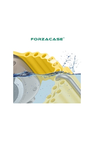Forzacase Apple Uyumlu Watch 10 Series 46mm İle Oluklu Ocean Silikon Kordon Kayış - Fc007 Siyah
