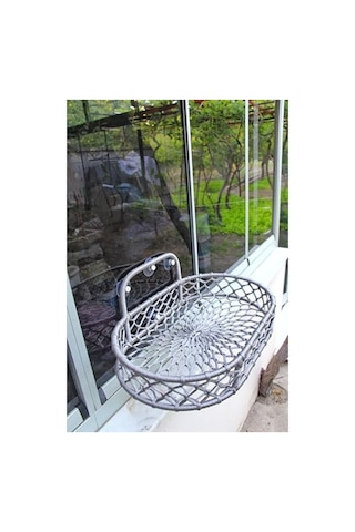 Monte Edilebilir Macrame Kedi Hamağı, Gri Renk Açık Gri
