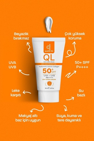 Quality Life Yüz Güneş Kremi Su Bazlı Leke Karşıtı Faktör Güneş Kremi SPF50+ 50 ML