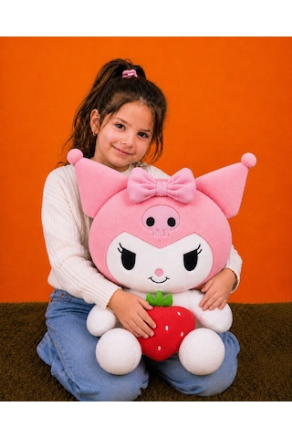 Yeni Seri Çilekli Kuromi Peluş Oyuncak 50cm - Hediyelik Oyuncak & Polly Toys Açık Pembe